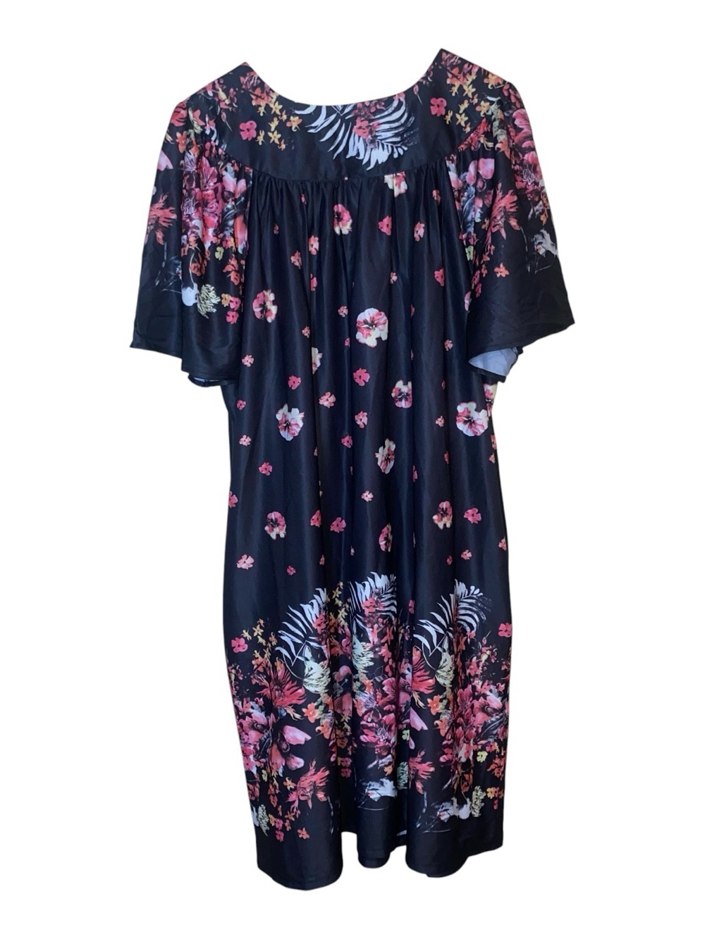Anthony Richards Women Floral House Dress Navy Pink Lounge Pocket Muumuu Size 3X